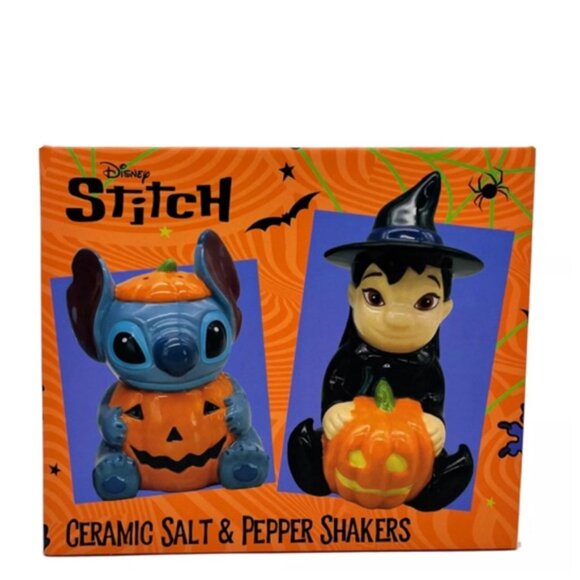 NEW Disney Lilo And Stitch Halloween Salt & Pepper Shakers Witch & Pumpkin 🎃 - Picture 4 of 4